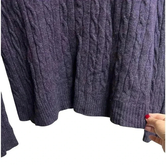 Brooks Brothers Lambswool Cable Crewneck Sweater Purple Medium Women's - Picture 5 of 7